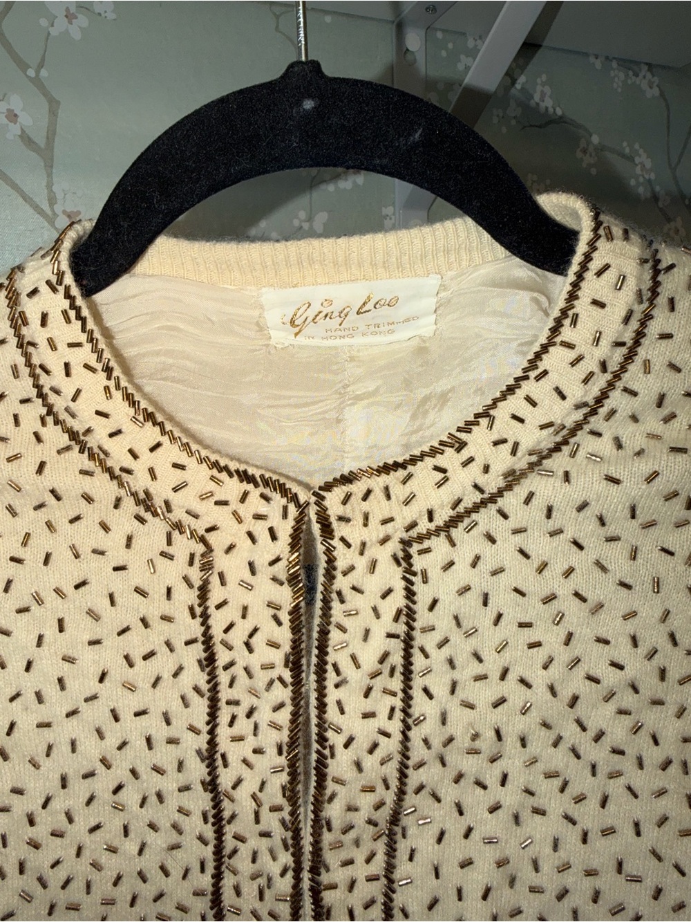 1950’s Ging Lee Cream Hand Beaded Cardigan
